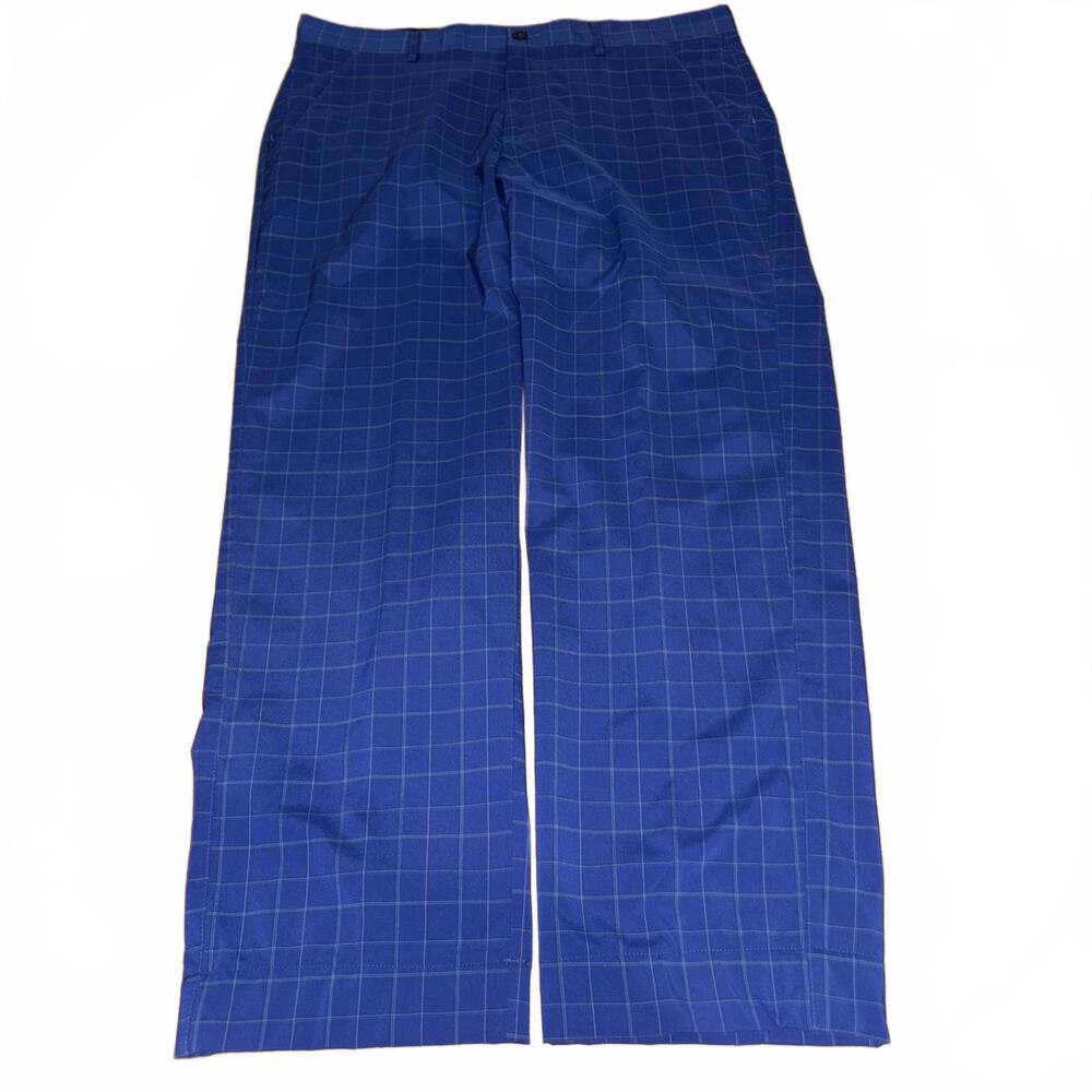 Sunice Men's Blue Windowpane Golf Pants Straight 34/30 Stretch Lightweight